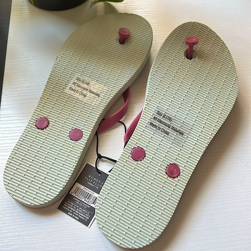 NWT Pink green Colorful Women's Flip Flops Slipper size M 7/8 - Picture 3 of 3